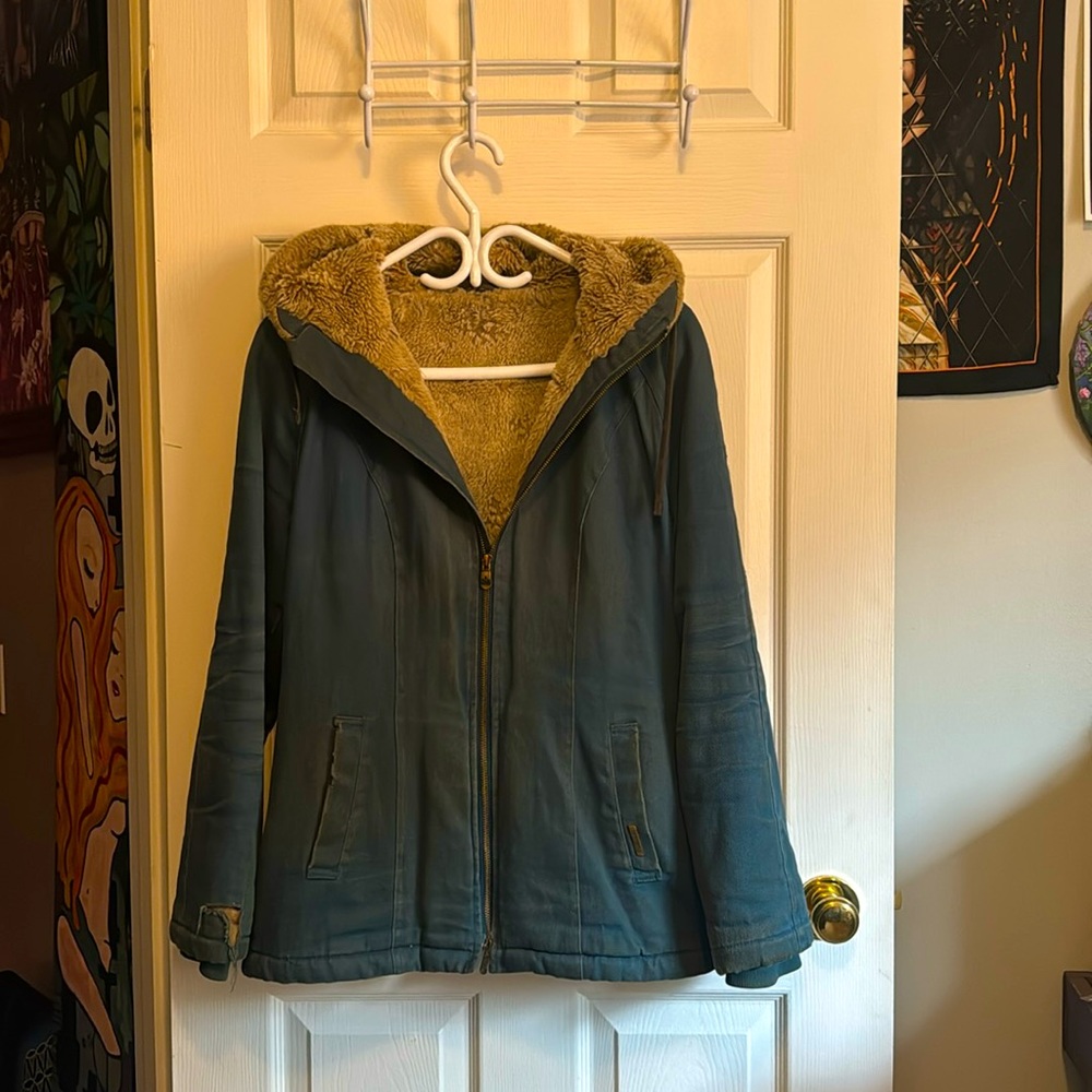 Hemp hoodlamb vegan hemp fur lined womens jacket